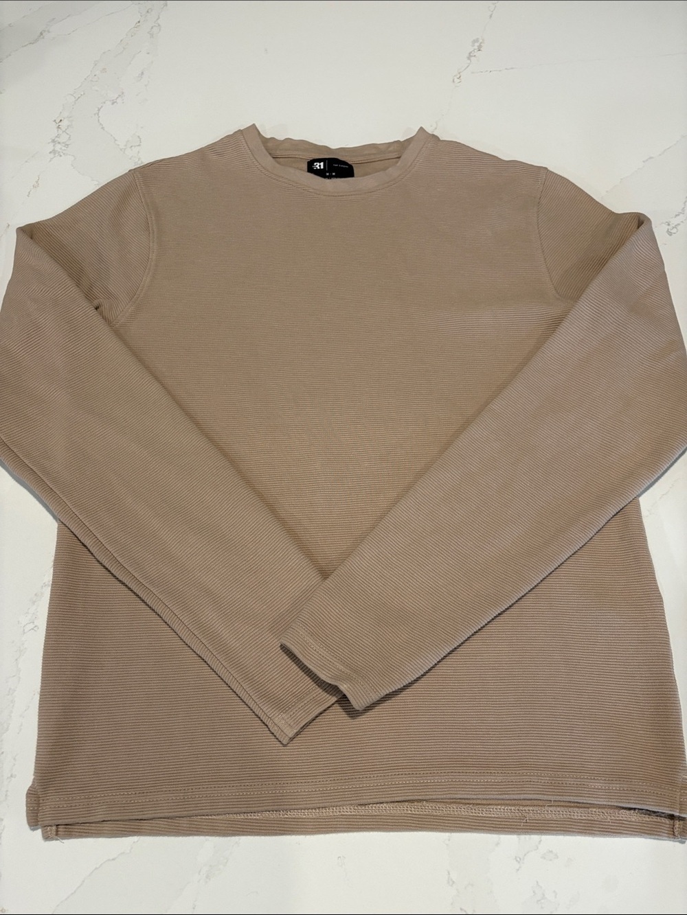Simons Le 31 Ribbed Crewneck Top - Taupe/Beige Size Medium